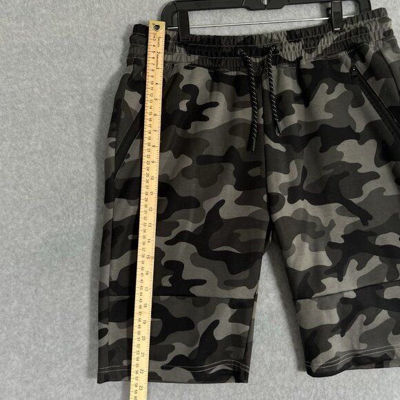 Southpole Men’s Tech Fleece Shorts Sportswear Size Lg Camo Black Grey - Picture 4 of 11